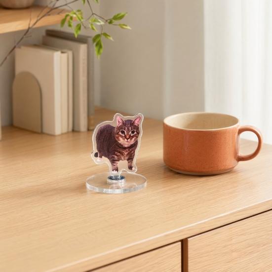 jijijing 2D Flat Rotating Acrylic Cat Sign for Car Dashboard, Desk Decor, Cute Print Tabletop Centerpiece with Base Home Office, Interior Gift Lovers
