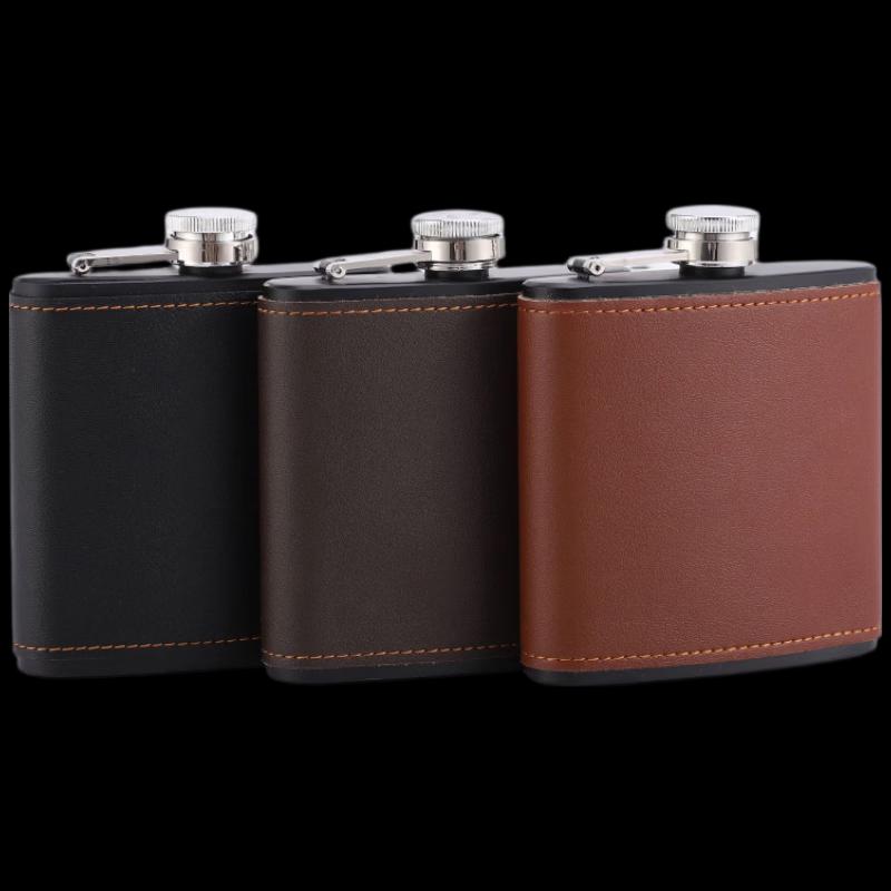Retro Faux Leather Stainless Steel Hip Flask