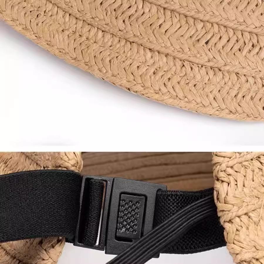 Big eaves sunscreen empty top hat children beach seaside full face sunshade vacation foldable straw hat