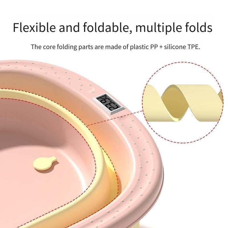 Baby Shower Basin Bathtub Baby Foldable Temperature Sensing Design Sitting and Lying Large Size Newborn Baby Shower Bucket