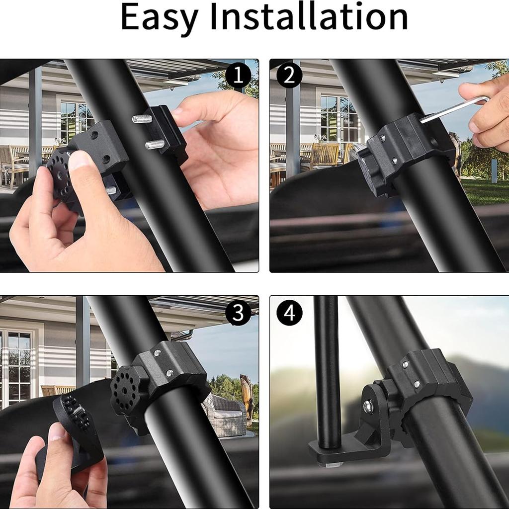 1.75"-2" UTV ATV Roll Cage Clamp Mount for LED Light Bar, 4WD Off-Road Accessories, Heavy Duty Aluminum Bracket, RZR Can-Am car
