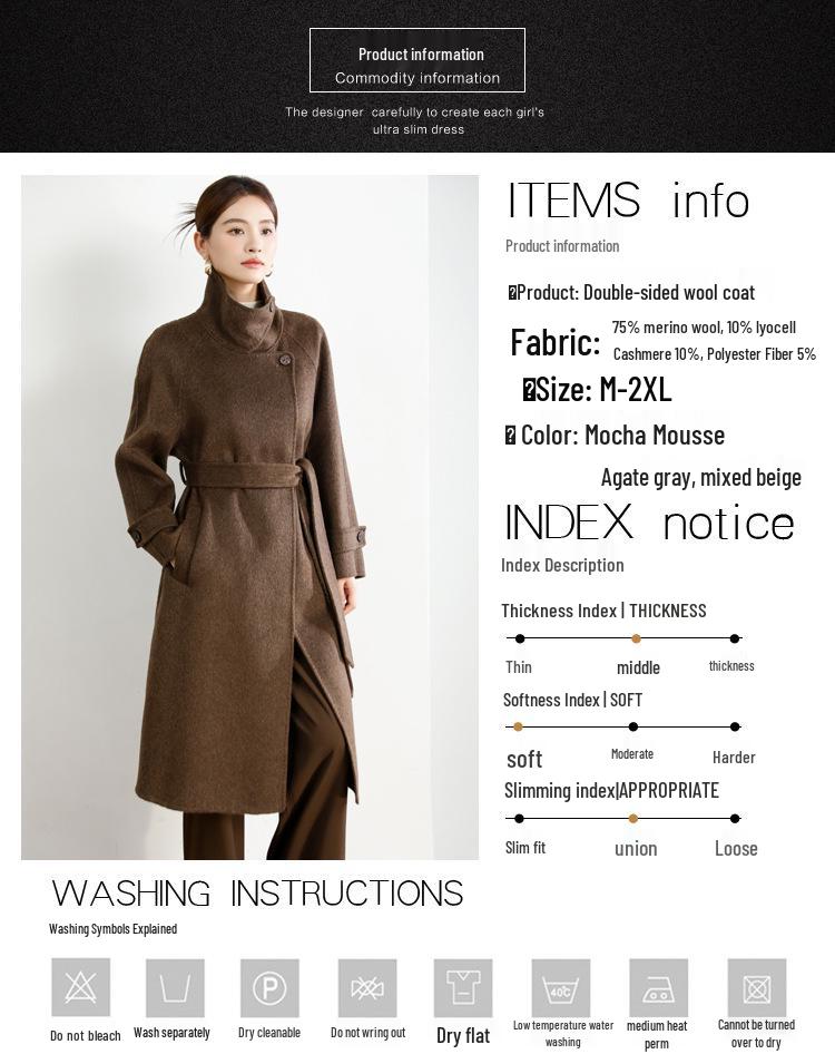 Women's Long Double-Sided Cashmere Over-the-Knee Coat - 2025 High-End Autumn/Winter Collection