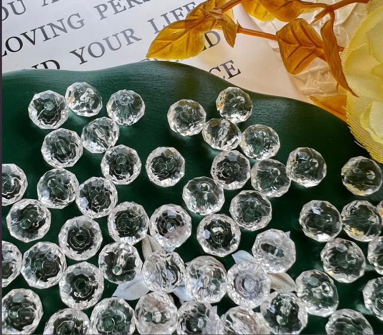 Faceted Acrylic Crystal Transparent Flat Beads for DIY Hairpins and Headwear