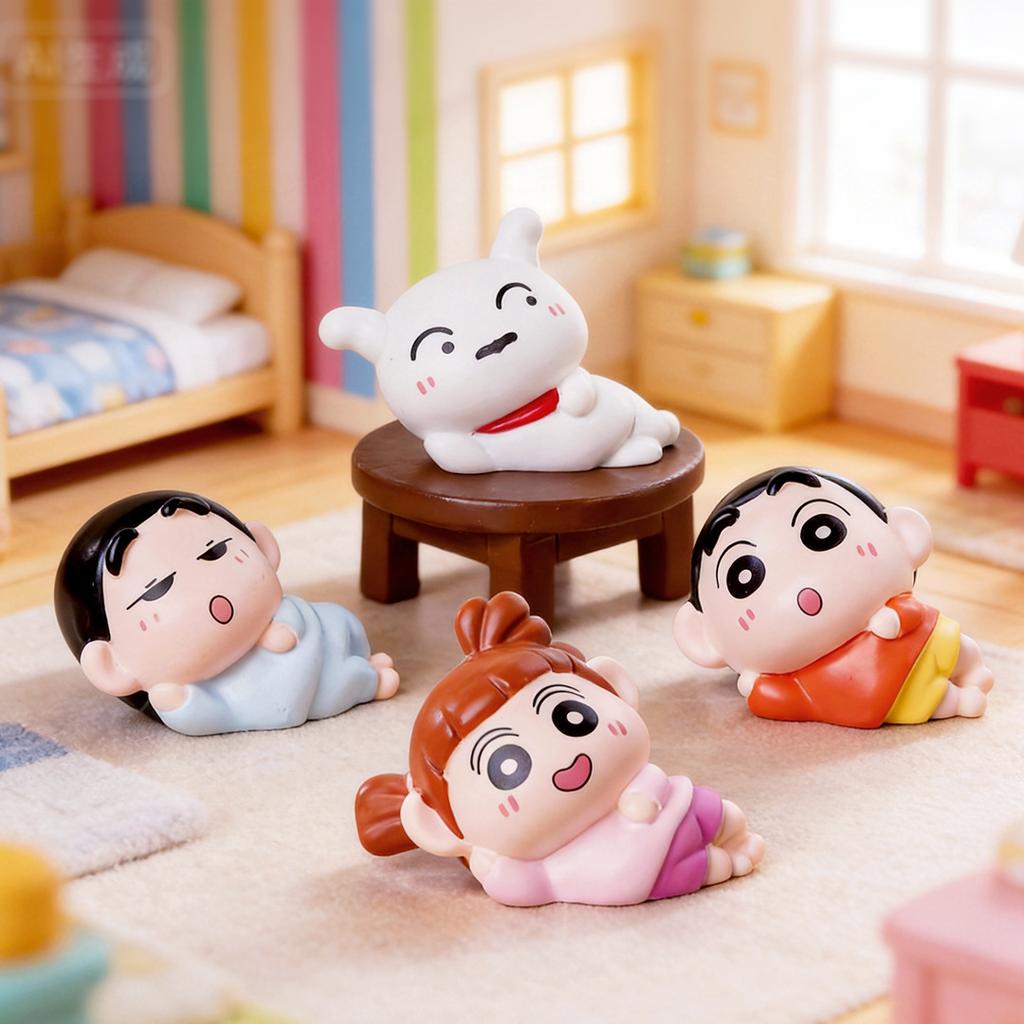 9Pcs/Set Anime Crayon Shin Chan Action Figure Toy Mini Figurines Sleep Serise Desktop Home Deroc Collection Model Toys