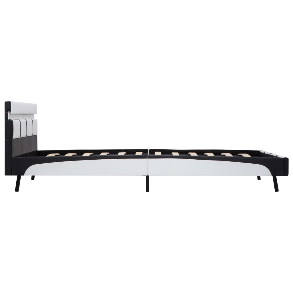LED Platform Bed Frame in White Faux Leather 140x200 cm