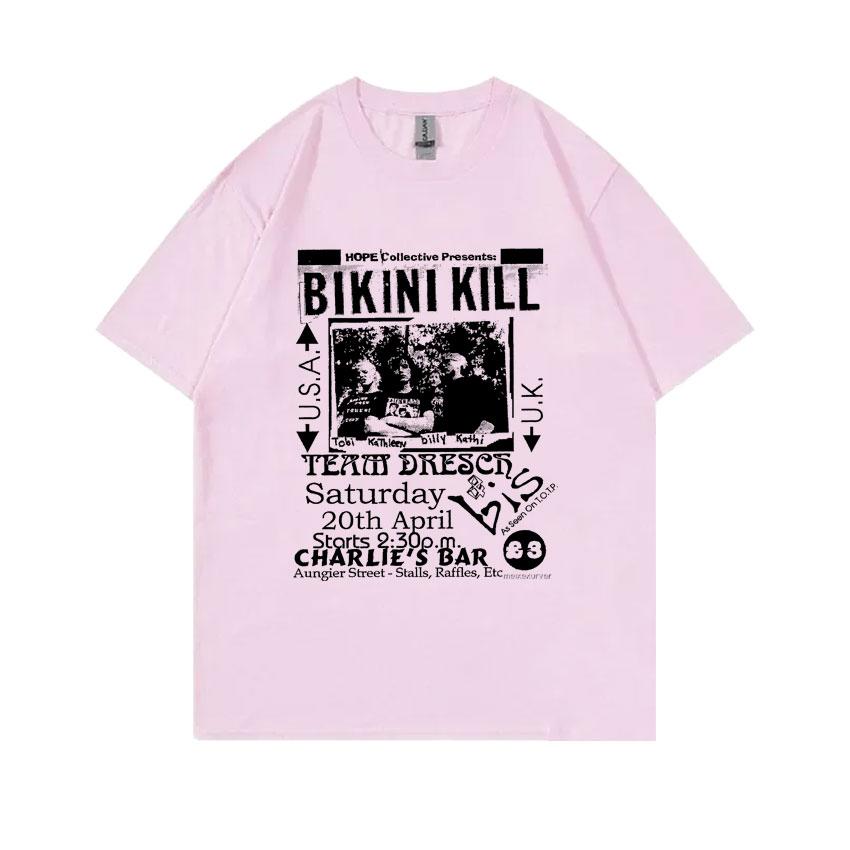 Punk Rock Band Bikini Kill Graphic Print Tshirt Unisex Women Vintage Oversized Short Sleeve Tops Tshirt Unisexs Casual Cotton T Shirt