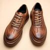 New modelBusiness Casual Leather Shoes Men'S Genuine Leather Platform British Retro Handmade First-Layer Cowhide Men'S Shoes Increase Height