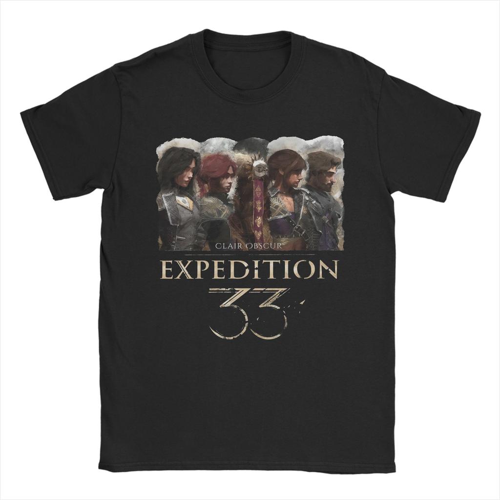 Vintage Esquie Clair Obscur Expedition 33 Tour TShirt for Unisex Round Neck Pure Cotton T Shirts Short Sleeve Tee Shirt Clothing
