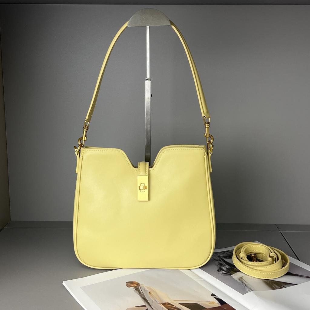 Leather Bucket Bag, Underarm Commuter Bag Soft 16, Large Capacity Single-shoulder Crossbody Bag