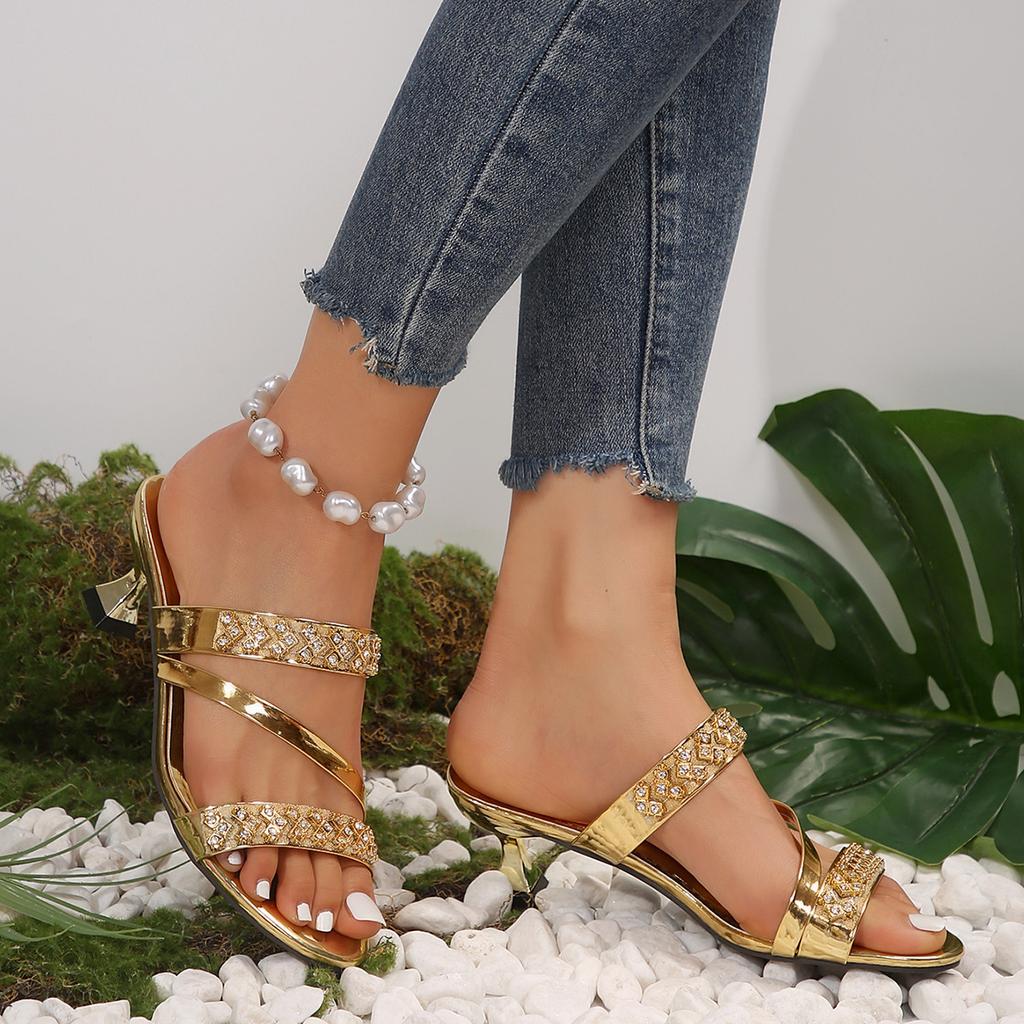 Fashion Women's Slippers2025Elegant Round Head Open-toe High Heels Party Party Women's Shoes Women's Comfortable Non-slip Summer Sandals