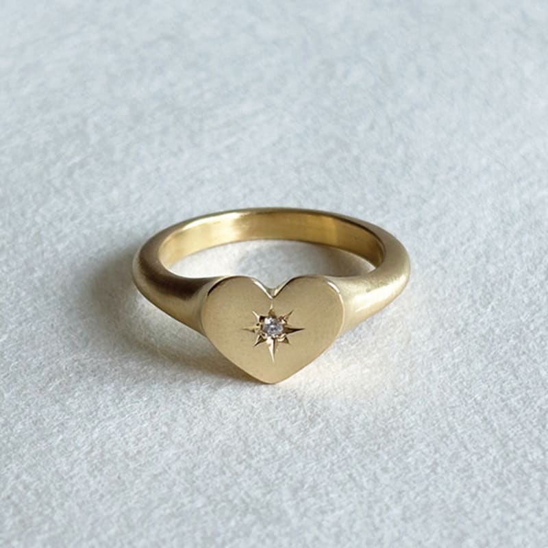 eveningbell [silver925] birthstone Love crest ring (matte/2 colors)