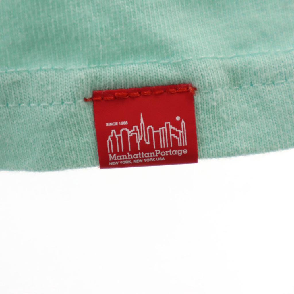 Manhattan Portage Back English Print Short Sleeve T-shirt M Mint Green Men's Used