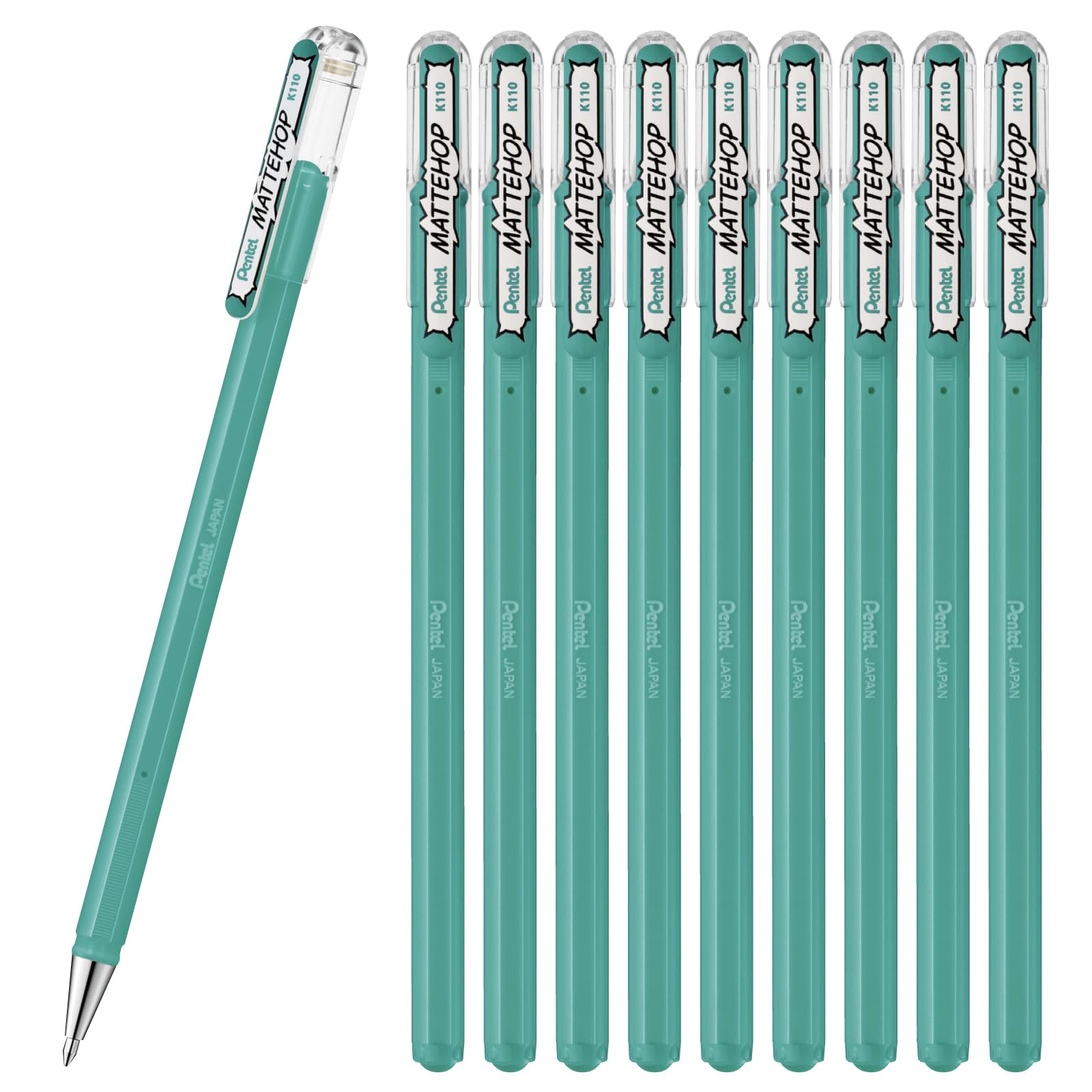 Pentel Ballpoint Color Matte Turquoise 10 Pen, Hop, Blue, pens, K110-VS2