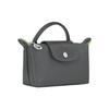 Longchamp Le Pliage Green 17 Solid Color Short Handle Zipper Snap Leather Trim Makeup Bag Tote Women bags Graphite-Gray 34175919P66