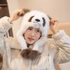 He Qizai Hua Panda Plüschmütze Eltern-Kind-Dekoration Wärme Niedlich Ohrenschützer