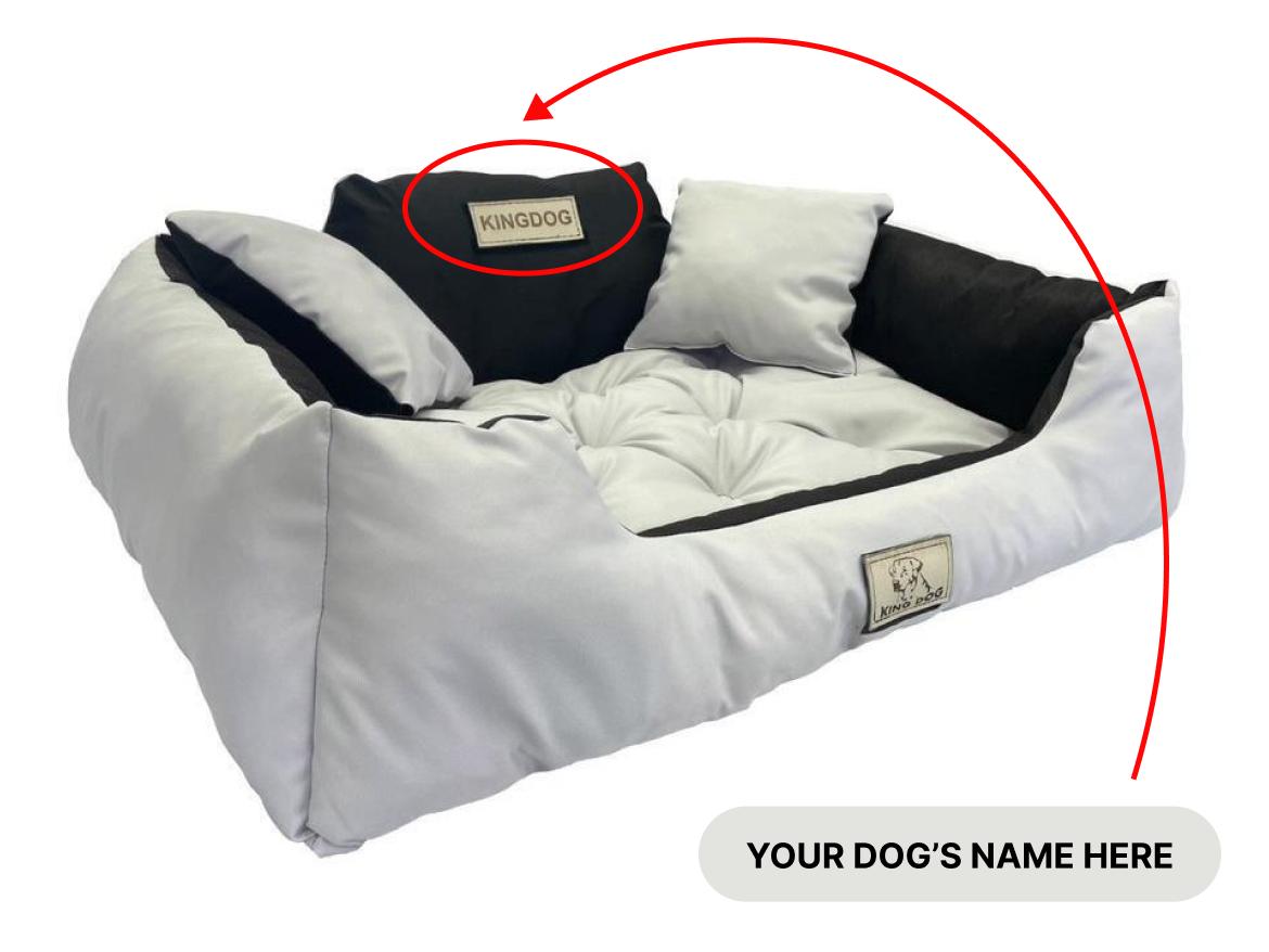 Letto per cani KINGDOG con NOME DEL CANE impermeabile resistente, SML XL XXL 3XL 3XL - 145x115 cm