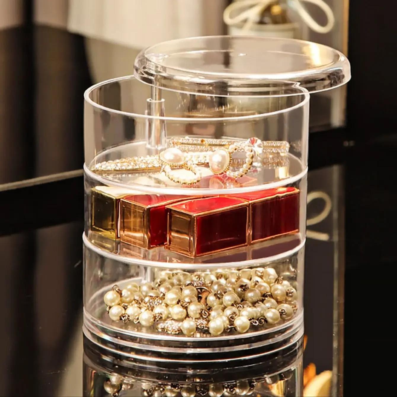 

1pc-Multi-Layer Rotary jewelry storage box Round display stand DIY bead jewelry classification Transparent Display Case For чистий