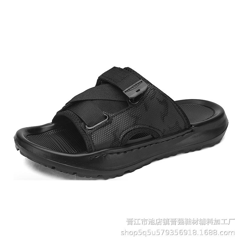 

Мужские домашние тапочки из микрофибры, спортивные, нескользящие, для отдыха и путешествий, два способа носки, износостойкие, уличные тапочки 38-39 чёрный