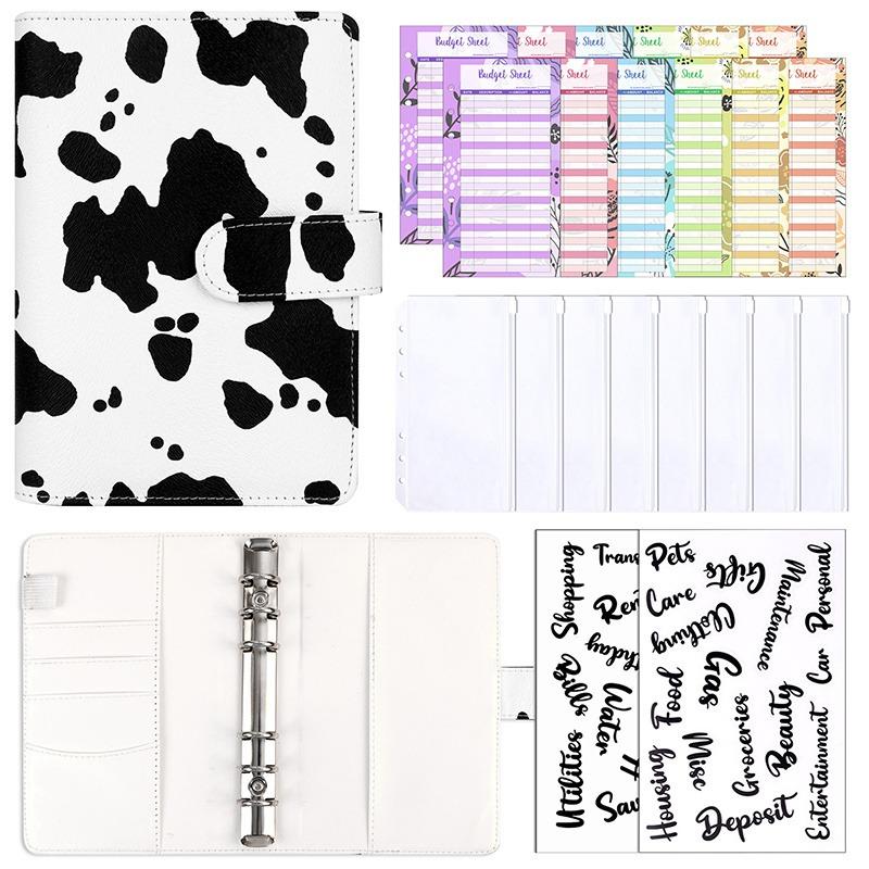 PU Leather Budget Binder With Cash Envelopes Pockets Zip Small French Budget Pouch Binder For Saving Money A6 Planner Organizer