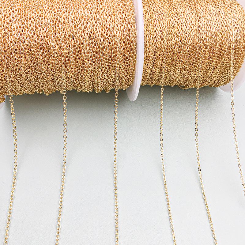 18K Gold-Plated Copper Chain: 1m O-Shaped Tassel Extension for DIY Necklace and Bracelet Jewelry