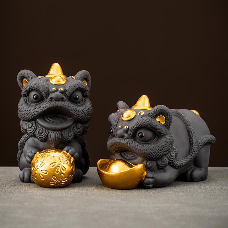 Purple Clay Pixiu Tea Pet for Kung Fu Tea Set, Desktop Decoration