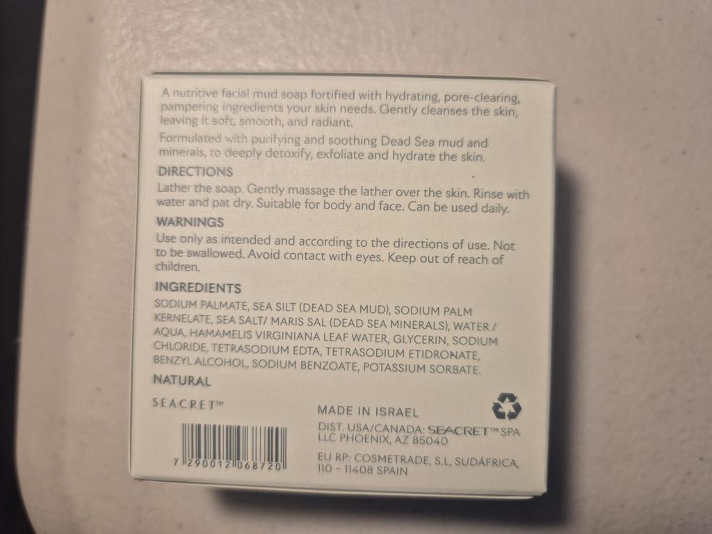 SEACRET Mattierender Schlamm Gesichts-Totes Meer Feste Gesichtsseife 125g, Reinigungsmittel, Infusion, Seife, Schaum, Hautpflege,