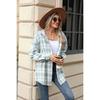 Fall Winter Women's Plaid Color Block Hooded Long Sleeve Loose Wool Coat