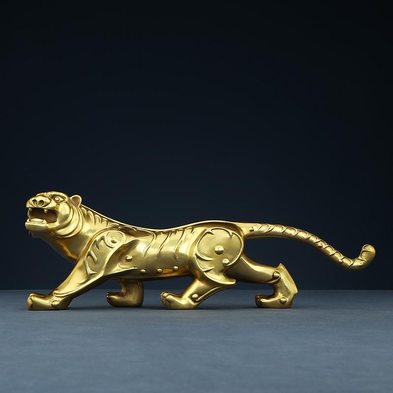 Brass Ornaments Chinese Zodiac Tiger Ornament Living Room TV Cabinet Office Desk Surface Panel Decorations Birthday Gift