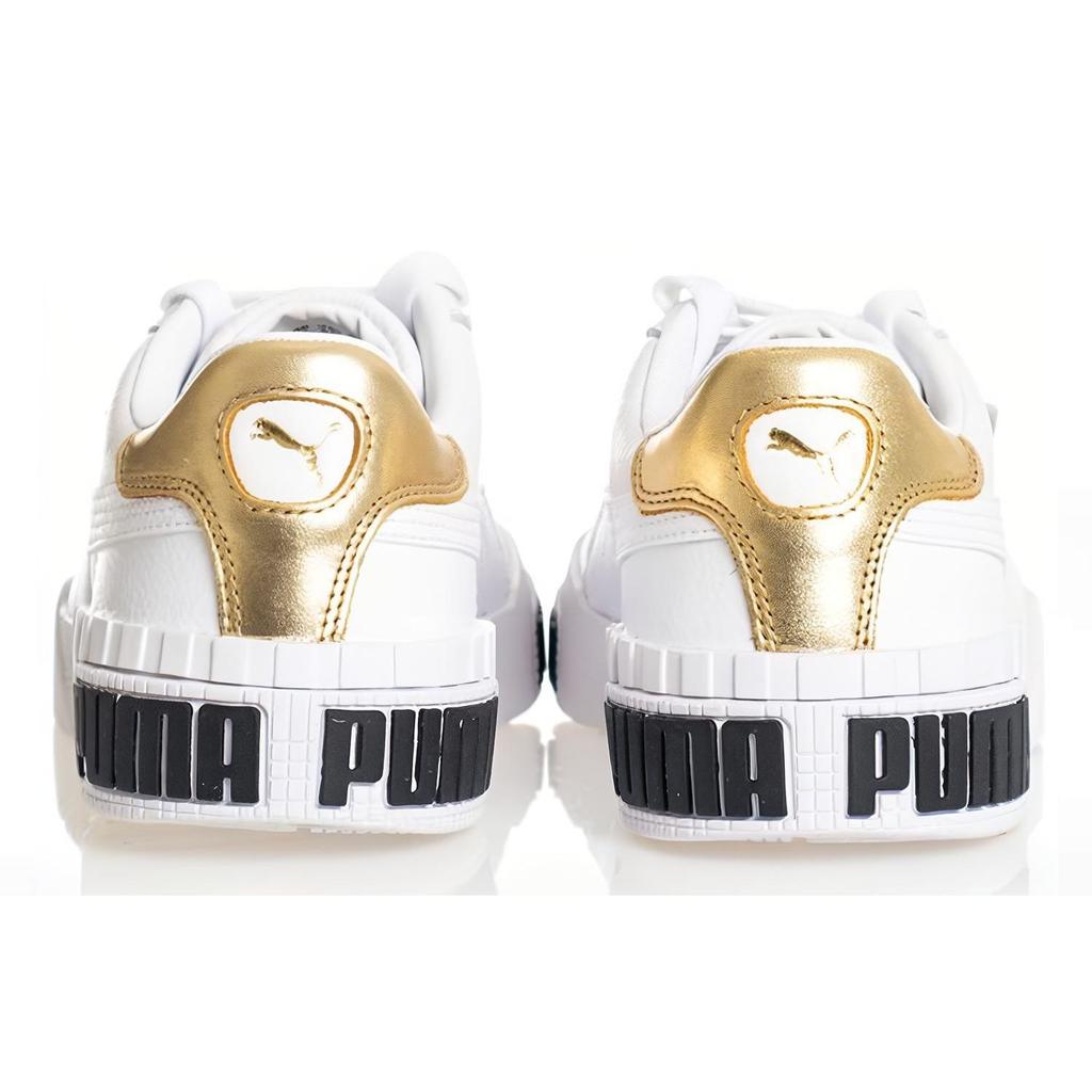 Puma Cali Bold Metallic Synthetic Leather Casual Slip Resistant Lightweight Breathable Low Top Skate Shoes Women sneaker White 371207-01