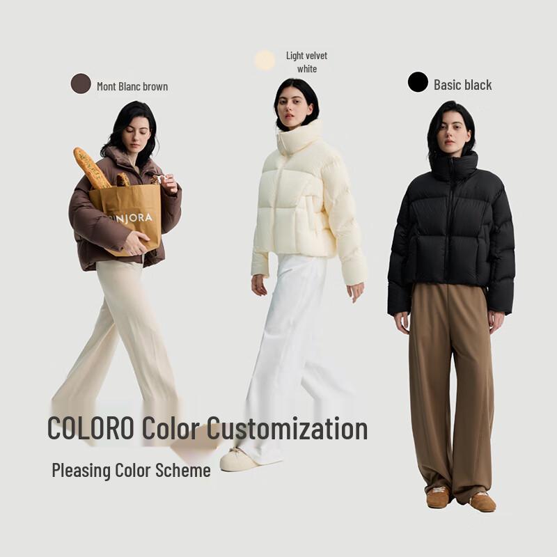 BINJORA Women's Short Stand-Collar 95 Duck Down Puffer Jacket