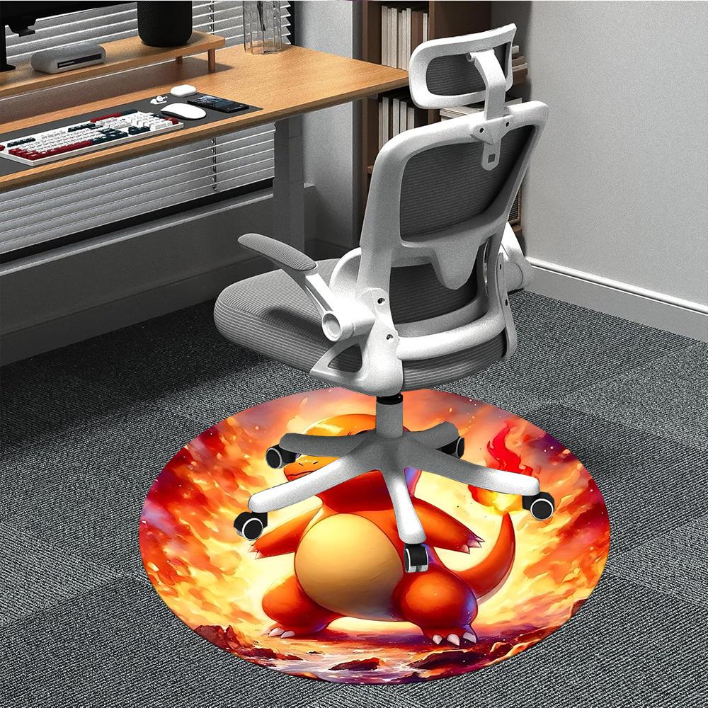 

1pcPokémon Flame Dragon Office Round Area Rug, Indoor Mat Suitable For Office,Bedroom Living Room Home Decor, Room Deco a0928144 80cm by 80cm
