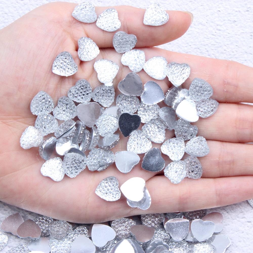 Multi-Color Shiny Peach Heart Resin Rhinestones - 8mm, 10mm, 12mm DIY Decor