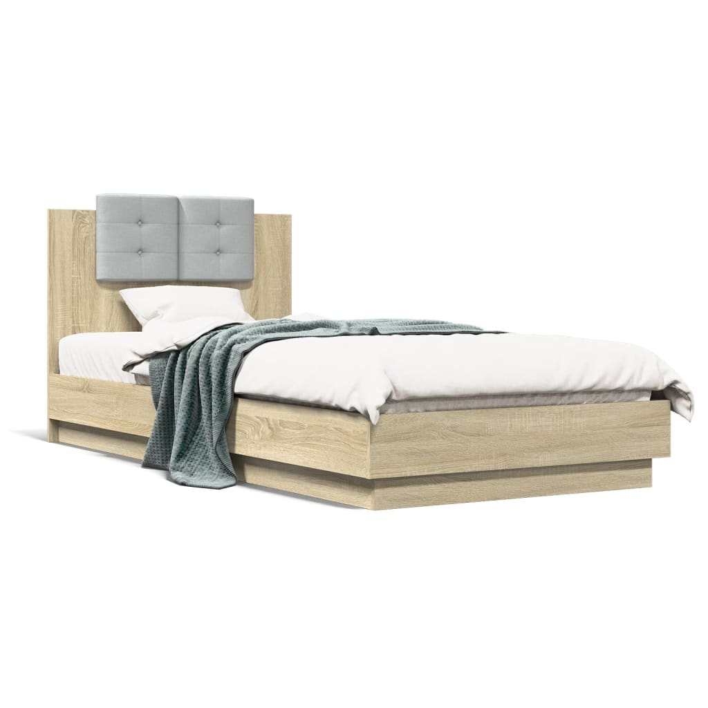 Bed Frame with Headboard Sonoma Oak 100 x 200 cm Wood Based Material