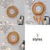Ins Nordic Round Wall Mirrors Boho Macrame Decorative Hanging Mirror Living Room Bedroom Home Decoration Handmade Tapestry Gift