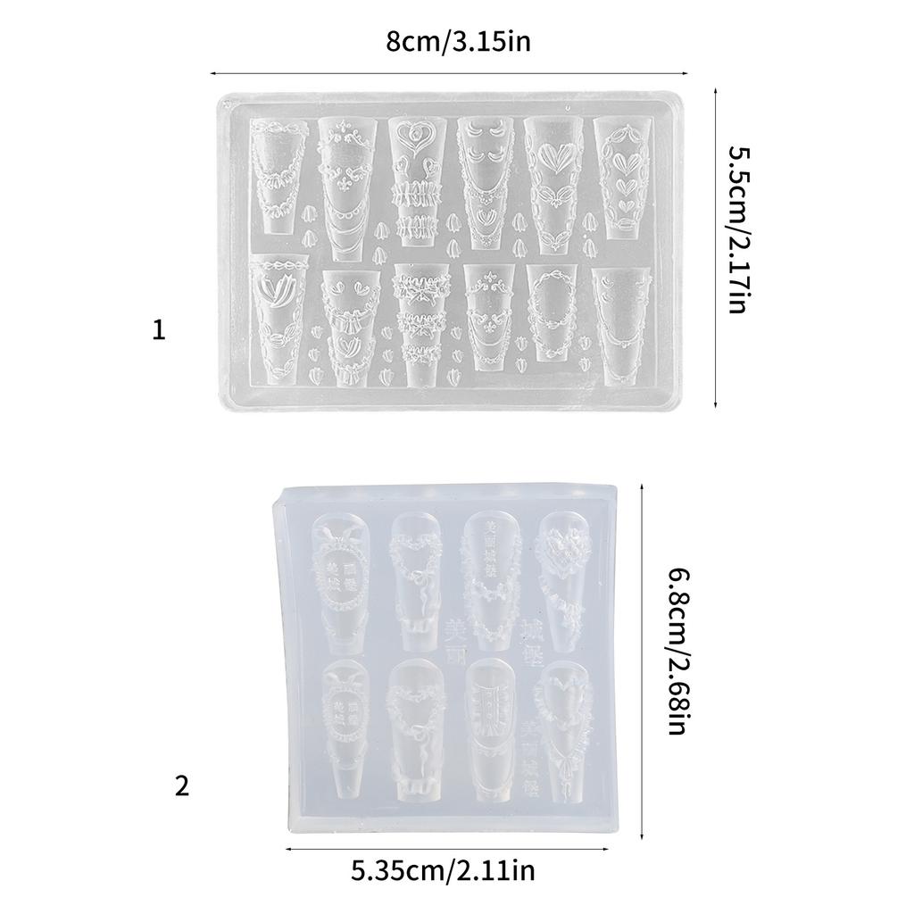 Food Grade Silicone Nail Art Mold With Carved Floral Design For Resin Crafts Easy Demolding DIY Accessories