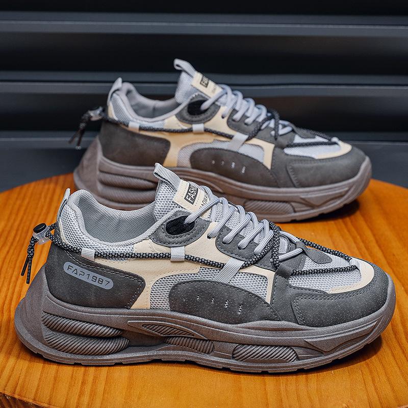 Summer men's shoes breathable new mesh sports shoes men's trend versatile heightening board shoes casual running dad shoes