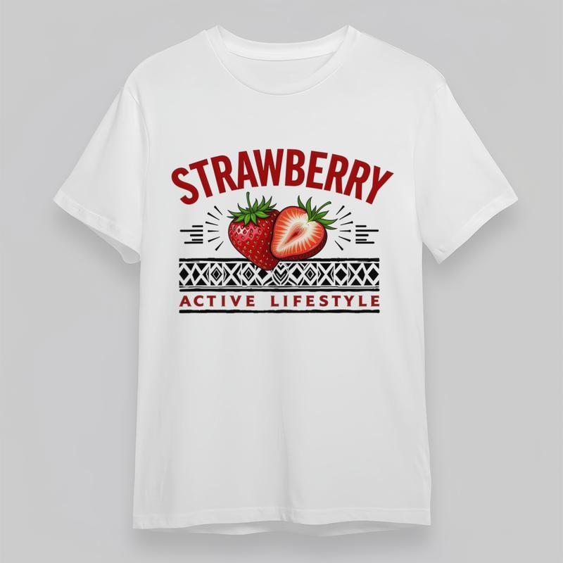 Women's Plus Size Comfortable Soft Classic T-Shirt Strawberry Active Graphic Tee
