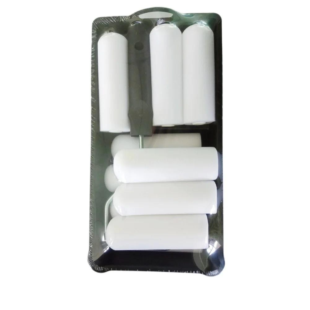 Paint Roller Set with 4 Inch Sponge Rollers 1 Handle 1 Paint Pan and 10 Refills for A3 Steel Container Projects