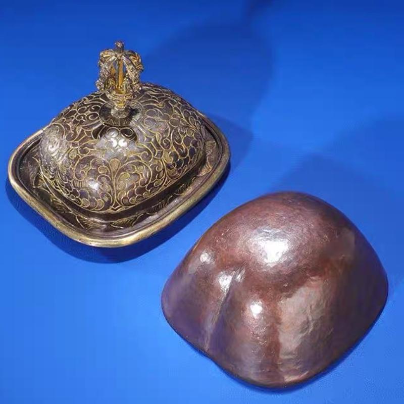 Nepal Toba Bowl, Brown Tibetan Altars Furnishing, Toba Tantric Copper Handicraft, Buddhist Religious Item Collection, 14 cm,1Set