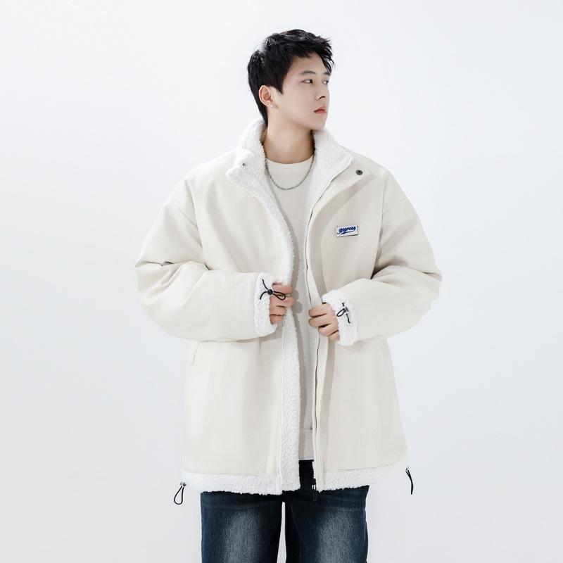 Winter Lamb Plush Harajuku Jacket Men's Trendy Winter Clothing Thickened Cotton Clothing Men's Fashion Trend