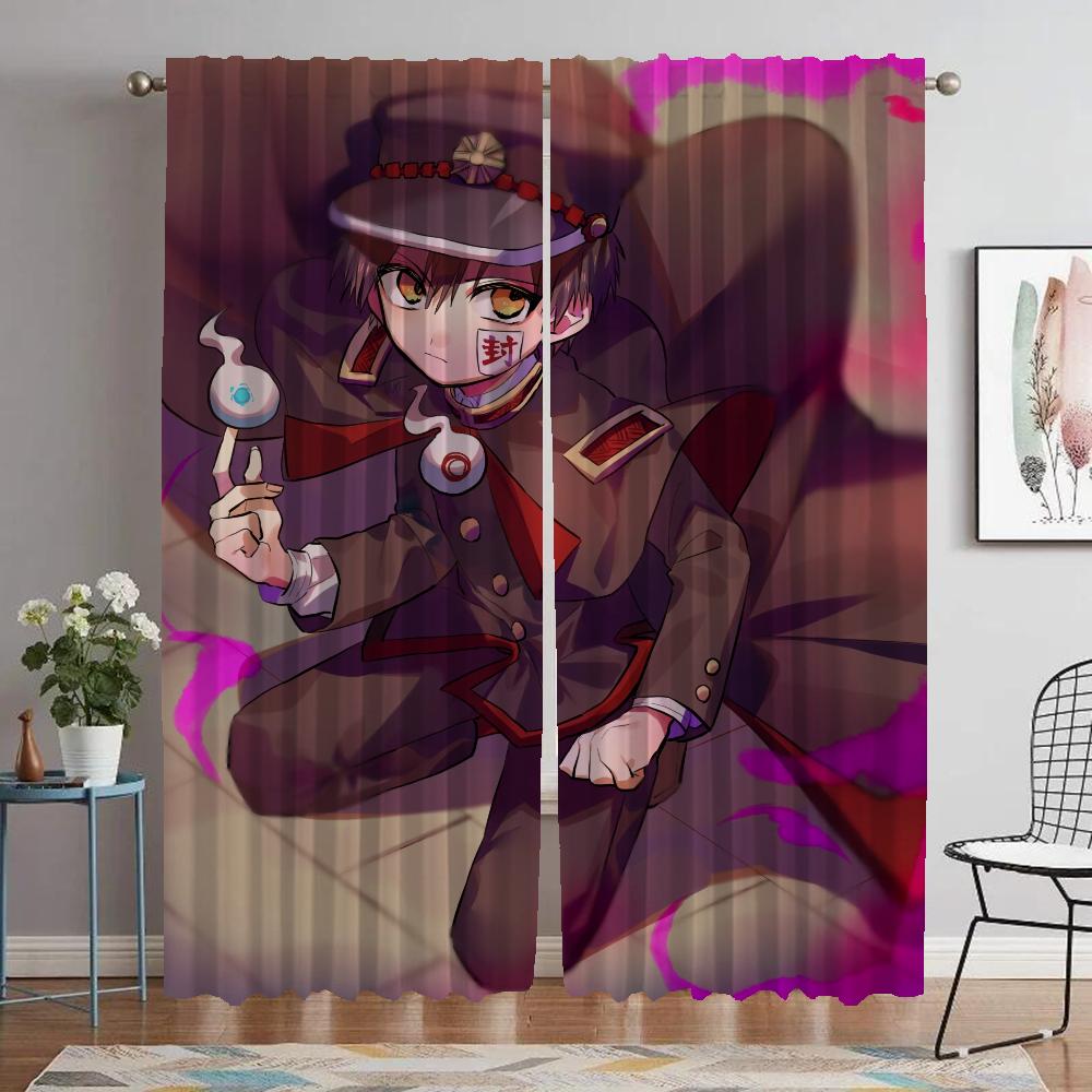 Hanako Kun Curtains for Bedroom Elegant Room Curtains 2 Pieces Window Curtain Shades Halloween Decoration Partition Living Child
