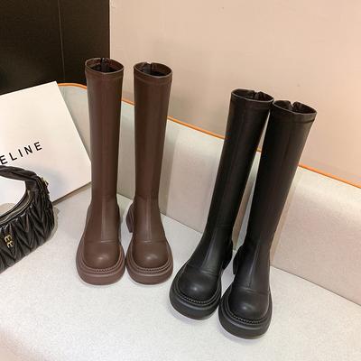 Long Boots Women's New Women's Autumn and Winter Heightening Zipper Versatile Thick-soled Thin Boots High Boots But Knee Women's Boots