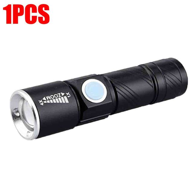 Mini Portable Q5 Zoom Flashlight 3 Modes Built-in Battery USB Rechargeable Waterproof Aluminum Alloy Torch Outdoor Riding Lamp