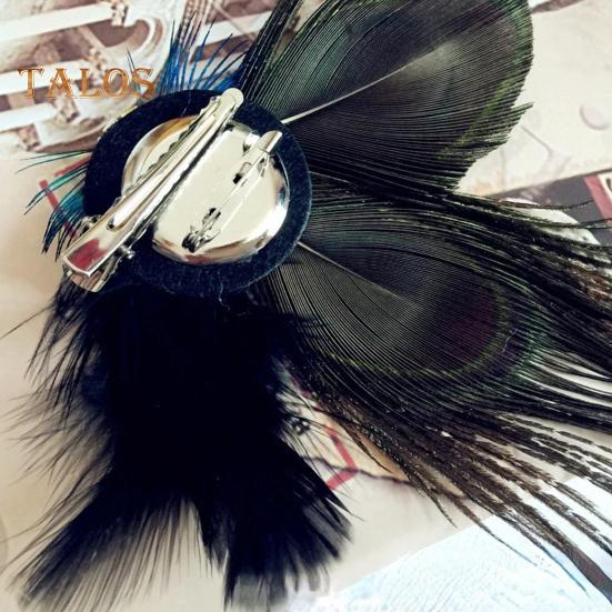 Spona do vlasů z umělého peří s pavím peřím Dámská spona do vlasů čelenka Karnevalové maškarní ozdoby do vlasů jehlice do vlasů