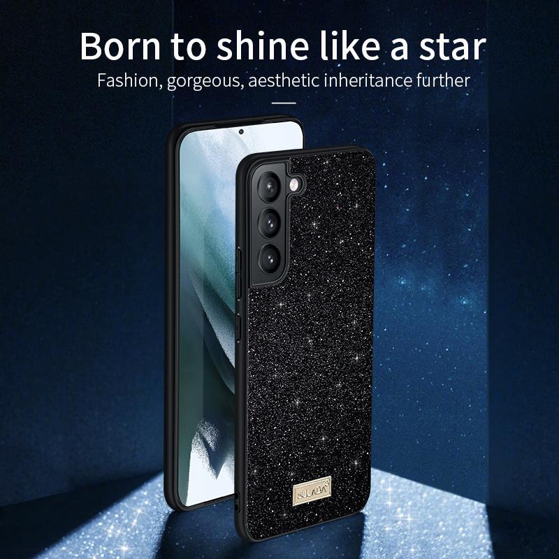 

SULADA For Samsung Galaxy S25+ Case PU Leather+PC+TPU Glitter Sequins Back Phone Cover Red