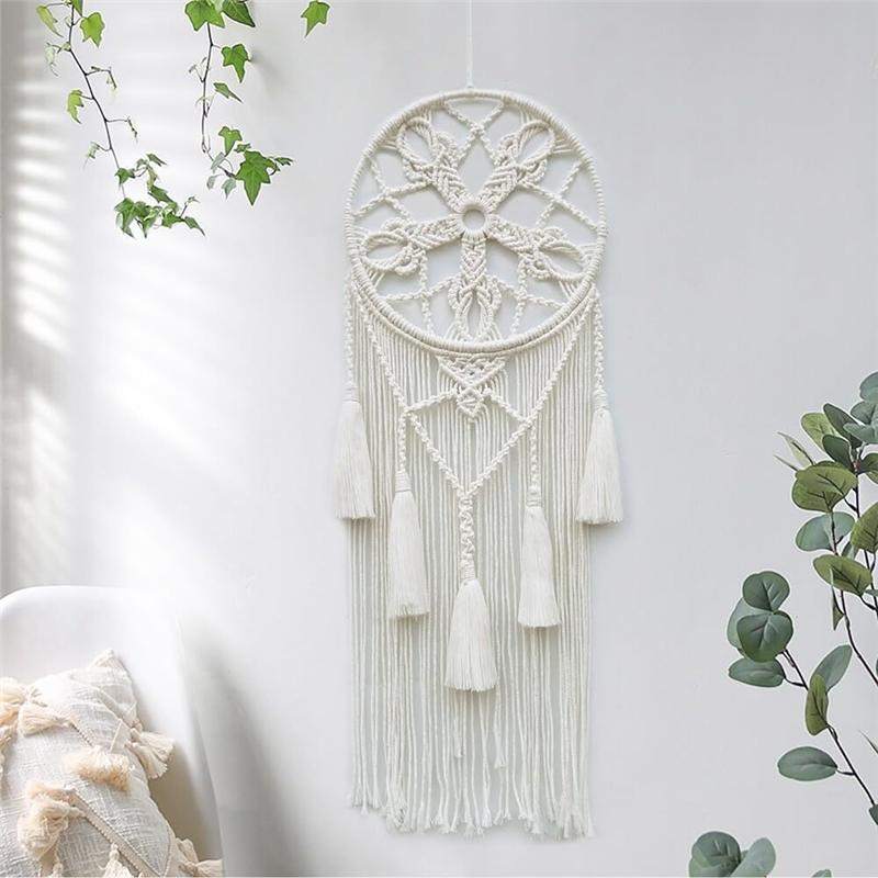 AEE4-Macrame Dream Catchers For Bedroom Adult Dream Catcher Wall Decor Large Boho Wall Hanging With Woven Leaves Decoration