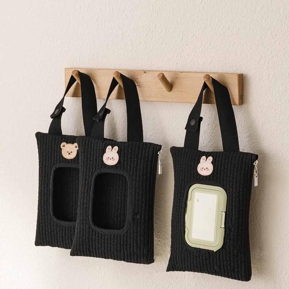 Cartoon Animal Flip Cover Tissue Box Wet Wipes Case Car Hanging Bag Paper Holder Storage Removable Napkin Storage Hanging Box