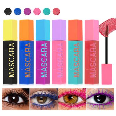 6Pcs Colored Mascara Set, 6 Colors Waterproof Mascara for Voluminous, Lengthening, Curling Eyelashes, Quick-Dry Smudge-Proof Formula