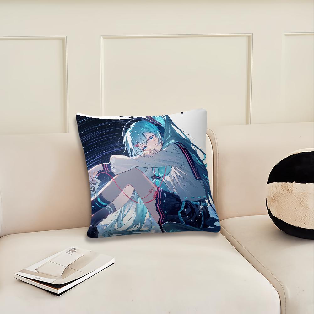 Anime virtual Idol H-Hatsune Girl M-Miku cushion cover Living Room Headboard Office Bedroom Cushion Sofa Nap Time Pillow Case