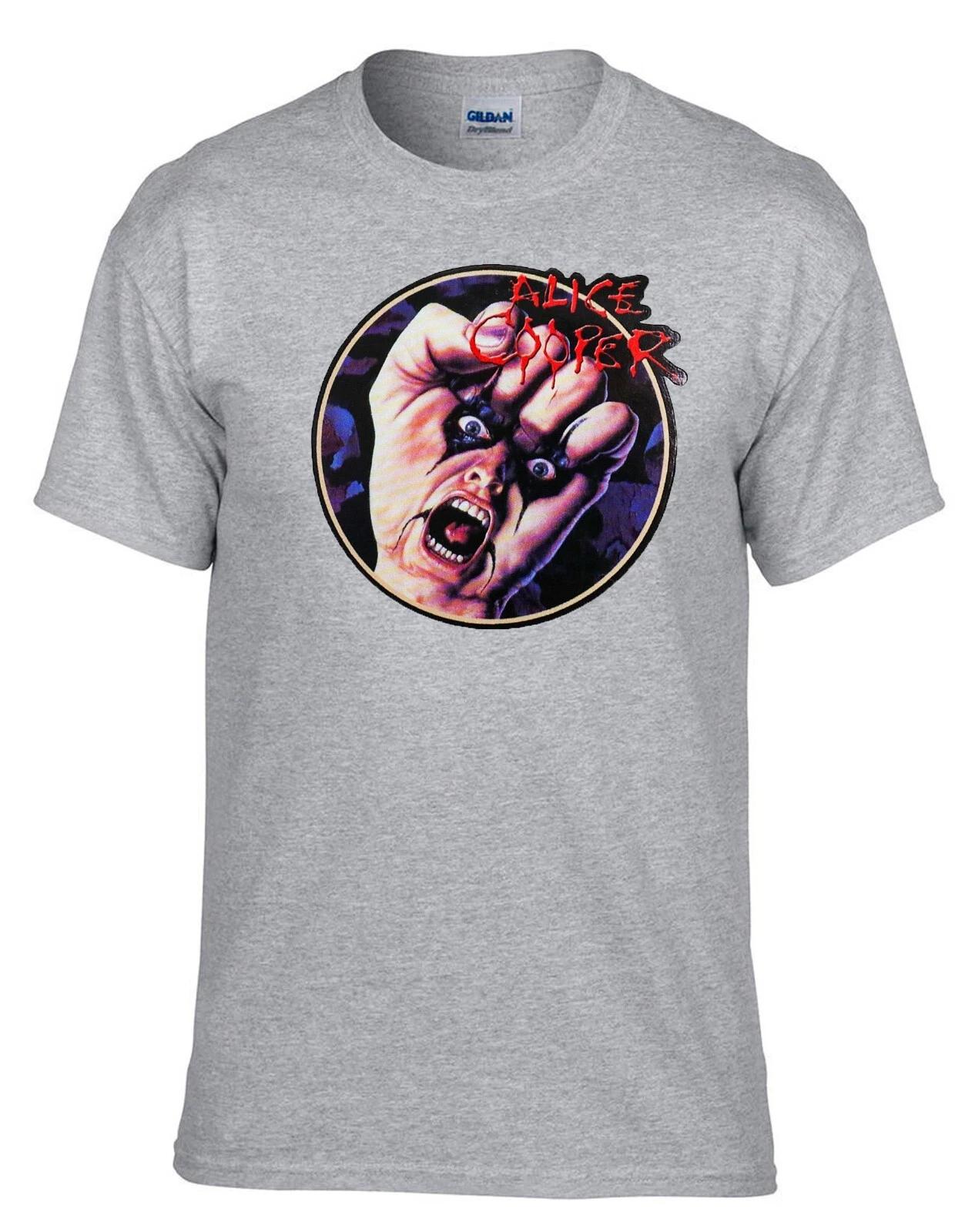 

Alice Cooper Rock Band Rock Music legends Grey 100% Cotton T-shirt Mens Tees Top -515_SZ-Kids- S